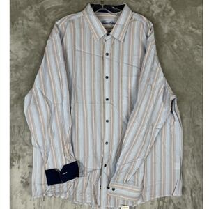Tasso Elba Mens Long Sleeve Button‎ Down Shirt Blue Stripe Dress Size XXL